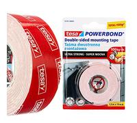 tesa® Powerbond Double Sided Mounting Tape, 1.5 m x 19 mm, Ultra Strong, Adhesive Tape for Indoor and Outdoor Mounting Work, Gluing Wall Panels