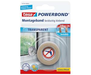 Tesa Powerbond Double Sided Mounting Tape - Transparent/Clear 1.5 m x 19 mm 55743-00000-02