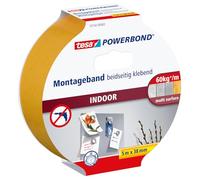 tesa Powerbond Indoor Double-Sided Mounting Tape - 5 m | Double-sided mounting tape with strong adhesive on both sides - permanent indoor fixing without drilling
