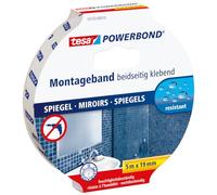 tesa Powerbond MIRROR - Double-Sided Mounting Tape for Mirrors - Humidity-Resistant Adhesive Tape for Bathrooms and Showers - 5 m x 19 mm
