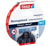 tesa Powerbond Mounting Tape, Tiles & Metal, Extra Strong - 5 m x 19 mm
