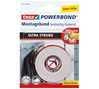 tesa Powerbond ULTRA STRONG Double-Sided Mounting Tape - 1.5 m | Double-Sided, Extra-Strong Mounting Tape for Permanent Fixing in both Outdoor and Indoor Environments