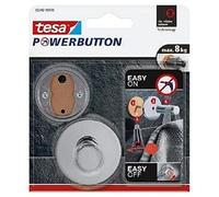 tesa Powerbutton Premium Self-Adhesive Hook - Round Chrome-Plated Metal Hook - Bathroom Towel Holder - Max Load 8 Kg