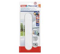 tesa Powerstrip Hook Rack - White, Self Adhesive Wall Hook for Tiles, Glass, Wood, Plastic and Flat Surfaces - Easily Removable - Powerstrips Technology - Large