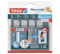 tesa Powerstrips Click - Adhesive Pads for attaching and Removing Picture Frames and wall Decorations Without Drilling - self-Adhesive Strips with ON and Off Click System - Slim - 16 x 2 Pieces