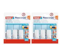 tesa Powerstrips Hook - Self-Adhesive Wall Hook for Glass, Tiles, Wood, Plastic and Other Surfaces - Plastic Round Hook - Powerstrips Technology - Small - White (Pack of 2)