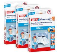 tesa Powerstrips Small - Double-Sided Adhesive Strips for Mounting Objects on Smooth Surfaces - Up to 1 kg Holding Power - 3 Packs of 14 Powerstrips