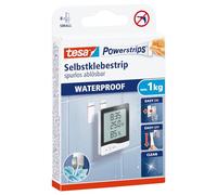 tesa Powerstrips Waterproof Strips SMALL - 1 x 8 Double-Sided Strips | Waterproof Adhesive Strips for the Kitchen and Bathroom - Self-Adhesive Mounting Strips, 1 kg Holding Force