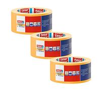 tesa Precision Masking Tape 4344 Standard - Orange - 3 Rolls - 50 m x 50 mm | Professional masking strip with extra-thin paper backing - delivers sharp paint edges for precise indoor decorating work