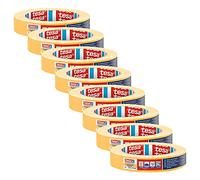 tesa Precision Masking Tape 4344 Standard Pack of 8 Professional Masking Tape with Thin Paper Backing for Precise Masking and Covering Orange 50 m x 19 mm Each