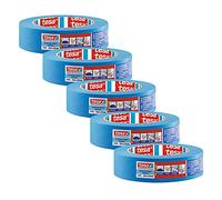 tesa Precision Masking Tape 4440 Outdoor UV-PLUS Pack of 5 Weatherproof Painter's Masking Tape for Outdoor Use for Precise Masking and Covering Blue 50 m x 30 mm Each