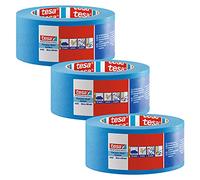 tesa Precision Masking Tape 4440 UV-Plus - Blue - 3 Rolls - 50 m x 50 mm | Weather-resistant masking strip for sharp paint edges and precise covering during demanding outdoor decorating work
