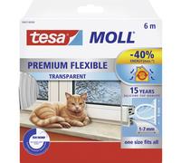 tesa INSULATION Weatherstrip Premium - Sealing Tape - Self-adhesive Silicone Seal for Insulating gaps on windows and doors - Transparent - 6 m x 9 mm x 7 mm