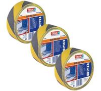 tesa Professional Anti-Slip Tape - 3 Rolls - Black/Yellow - 15 m x 50 mm