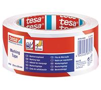 tesa PVC Floor and Safety Lane Marking Caution Tape, 33 m x 50 mm - Red and White