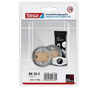 tesa Replacement Adapter Set BK20-2 - 2 x Self-Adhesive, Drill-free Adapter with Power.Kit Technology for Bathroom Accessories - With Copper Zamak Ring and Tube Glue - Ø 41 mm x 8 mm