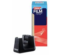 tesa Smart Recycled Desk Dispenser - 8 Transparent Rolls - 33m x 19mm | Compact tabletop holder with anti-slip technology - includes 8 clear adhesive film rolls measuring 33 m x 19 mm