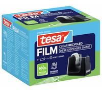 tesa Easy Cut SMART Tape Dispenser for Tables - Compact Tabletop Dispenser with Anti-Slip Technology for Adhesive Tape, incl. 1 roll of tesafilm eco and clear, black