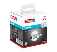 tesa SMOOZ Double Robe Hook - Set of 2 - Chrome - 50 x 63 x 50 mm | Wall-mounted bathroom hooks for robes and towels - Chrome-plated metal - Waterproof - No drilling - Includes adhesive