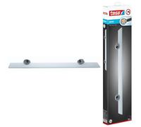 tesa® Smooz Glass Shelf, high Gloss Chromed Metal, self-Adhesive, Adhesive mounting Technology, 50mm x 600mm x 120mm
