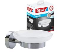 tesa® Smooz soap Holder, high Gloss Chromed Metal, self-Adhesive, Adhesive mounting Technology, 52mm x 110mm x 130mm