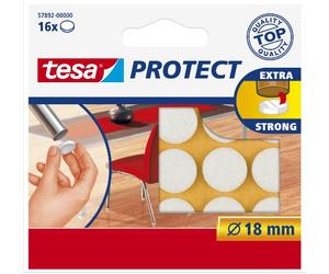 Tesa Surface Protectors, Anti Scratch Self Adhesive Felt Round 18 Mm Dia, White (16 Pads) (Old Version)