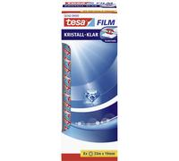 tesa UK film crystal-clear Adhesive Tape - High Transparency, Age Resistant Office Tape with Strong Adhesion, 33 m x 19 mm - Pack of 8