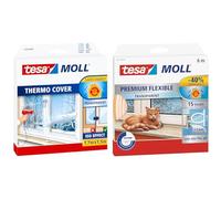 tesa tesamoll Thermo Cover Window Insulation Film & tesamoll Premium Flexible - Self-Adhesive Silicone Seal for Insulating Gaps in Windows and Doors - Transparent