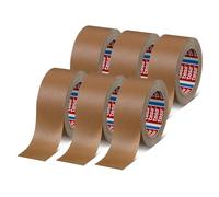 tesa tesapack 4313 Paper Parcel Tape in Pack of 6 - Tape for Packaging Parcels and Boxes - Brown - 6 Rolls Each 50 m x 50 mm