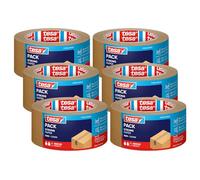 tesa tesapack STRONG PAPER - Paper Packing Tape - 92% Renewable Materials - Hand Tearable - Packaging Tape for Medium Parcels - Brown - 6 Rolls 50 m x 50mm Each