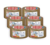 tesa tesapack Ultra Strong - PVC Packing Tape for Firm Packaging and Secure Packing - Brown - 66 m x 50 mm, Pack of 6