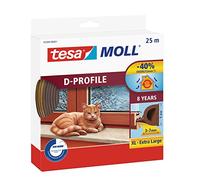 tesa UK 05389-00001-00 tesamoll D-Profile Seal - Self Adhesive Rubber Draught Excluder for Insulating Gaps in Windows and Doors - Brown - 25 m x 9 mm