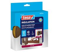 tesamoll P-Profile Seal - Self Adhesive Rubber Draught Excluder for Insulating Gaps in Windows and Doors - Brown - 25 m x 9 mm x 5.5 mm