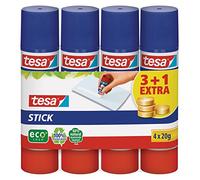 tesa UK 4 x 20 g Glue Stick ecoLogo, Solvent-Free and Washable, Blue