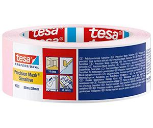 tesa UK 4333-00021-02 Precision Sensitive,Razor Sharp Edge and Low Tack Masking Tape for Indoor Painting and Decorating, Residue Free Removal, 50 m x 50 mm, 50mm, Clear
