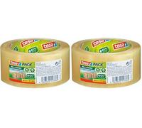 tesa UK,66m x 50mm tesapack bio & Strong - Strongly Adhesive Packaging Tape Made from 98% bio-Based Material - Sustainable and Easy to Recycle - Transparent - 66 m x 50 mm (Pack of 2)