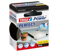 tesa UK Extra Power Multi-Purpose Cloth Tape, 2.75 m x 38 mm - Black | Fabric-Reinforced Tape for Crafting, Repairing, Fastening, Reinforcing and Labelling - Suitable for Indoor and Outdoor Use