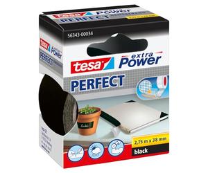 tesa UK Extra Power Multi-Purpose Cloth Tape, 2.75 m x 38 mm - Black | Fabric-Reinforced Tape for Crafting, Repairing, Fastening, Reinforcing and Labelling - Suitable for Indoor and Outdoor Use