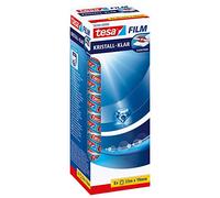 tesa UK film crystal-clear Adhesive Tape - High Transparency, Age Resistant Office Tape with Strong Adhesion, 33 m x 19 mm - Pack of 8