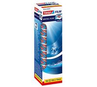 tesa UK film Crystal Clear Adhesive Tape - High Transparency, Age Resistant Office Tape with Strong Adhesion, 10 m x 15 mm - Pack of 10