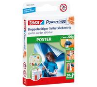 tesa UK POWERSTRIPS POSTER 20x, white, 58003-00079-04 | Self-Adhesive Mounting Strips for Posters and Billboards - Self-Adhesive Poster Strips with a Holding Force of up to 200 g