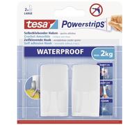 tesa UK Powerstrips Waterproof Hook with Removable Adhesive Strips - White, Single size