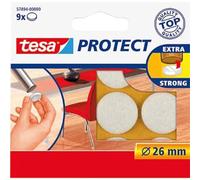 tesa UK Protect Anti Scratch Self Adhesive Felt, 26 mm Dia - White, 9 Pads