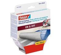 tesa Velcro Laying Tape On & Off - Self-Adhesive Velcro Tape for Laying Carpets - Non-Slip, Suitable for Wet Rooms and Underfloor Heating - 10 m x 50 mm - Transparent
