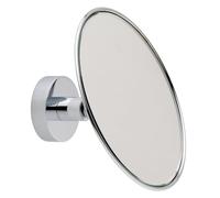 tesa Visioon - cosmetic mirror with 3x magnification for drill-free wall mounting - round make-up mirror attachable to tiles, metal and other surfaces - Ø 14 cm, silver