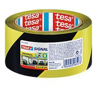 tesa Warning Tape tesasignal Universal Black, Yellow 50 mm (W) x 66 m (L) PP (Polypropylene)