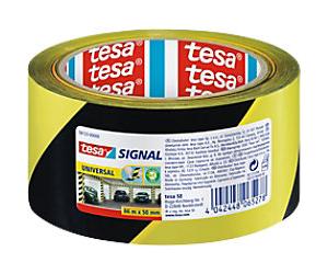 tesa Warning Tape tesasignal Universal Black, Yellow 50 mm (W) x 66 m (L) PP (Polypropylene)