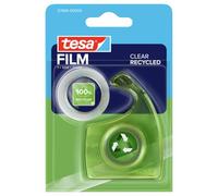 tesafilm CLEAR RECYCLED - transparent adhesive tape - 100% recycled plastic - tear-resistant - adhesive-strong, solvent-free and age-resistant - 1 roll á 10 m x 15 mm + hand dispenser - blister