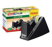 tesafilm Desk Dispenser for Adhesive Tape- Black includes 1 roll of tesafilm Eco and Clear 10 m x 15 mm, 59327-00000-01