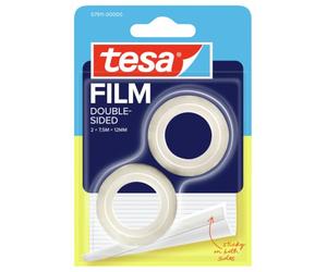 tesafilm Double-Sided in Pack of 2 - Double-Sided Adhesive Film for Photos, Paper and Light Cardboard - Transparent - 12 mm wide, 2 x 7.5 m